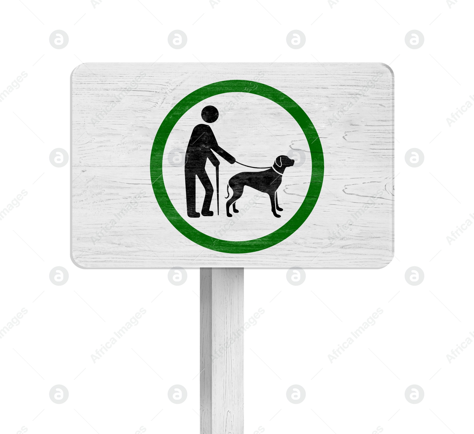 Illustration of Wooden sign board ALL PETS MUST BE ON A LEASH on white background