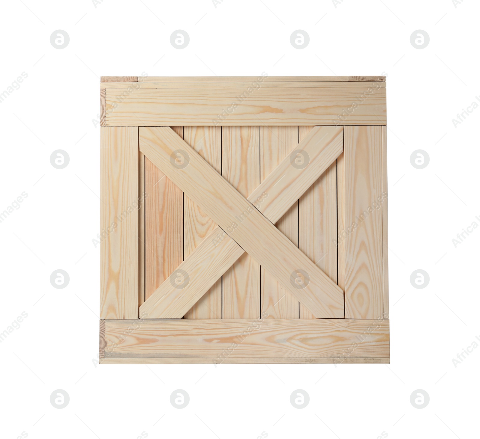 Photo of New wooden crate isolated on white. Delivery service