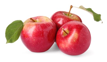 Photo of Fresh ripe red apples isolated on white