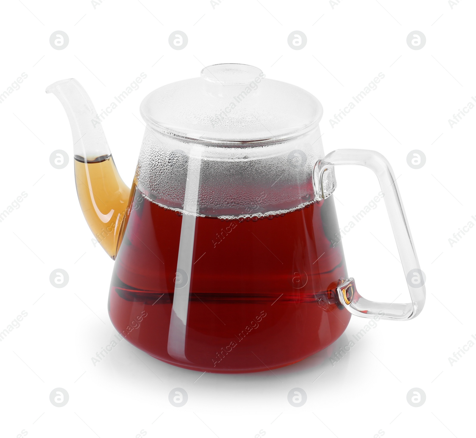 Photo of Tasty tea in teapot isolated on white