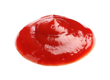 Photo of Tasty ketchup isolated on white. Tomato sauce