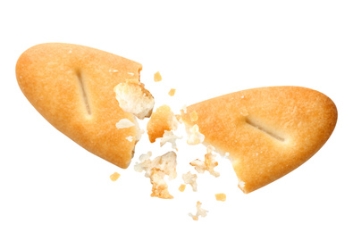 Image of Crushed cracker and crumbs on white background