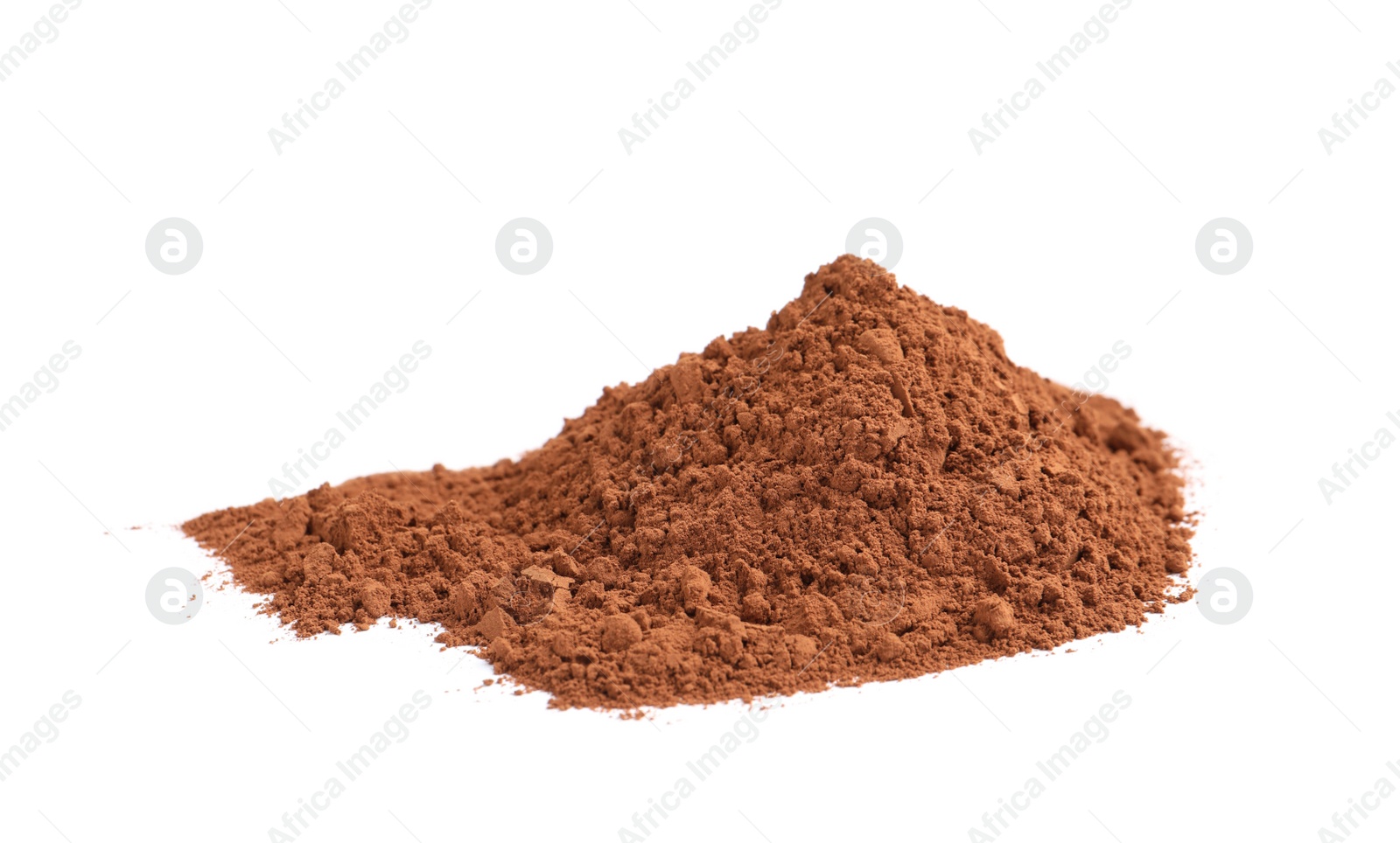 Photo of Pile of chocolate protein powder isolated on white