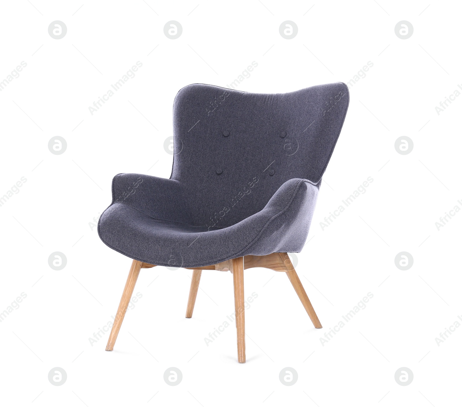 Photo of Comfortable armchair isolated on white. Interior element