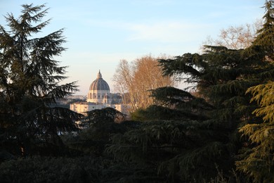 Rome, Italy - February 4, 2024 : Beautiful view of Saint Peter's Basilica