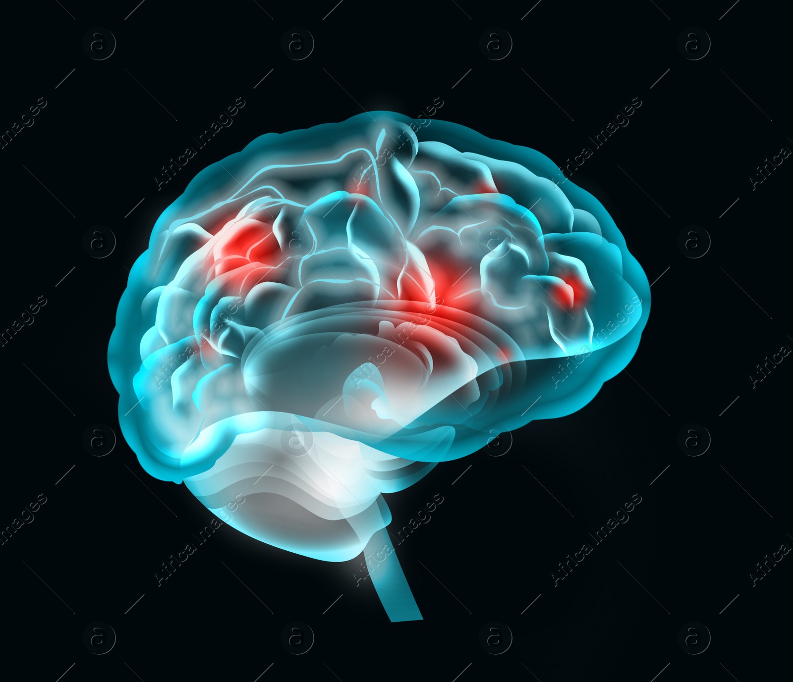 Illustration of  human brain on black background