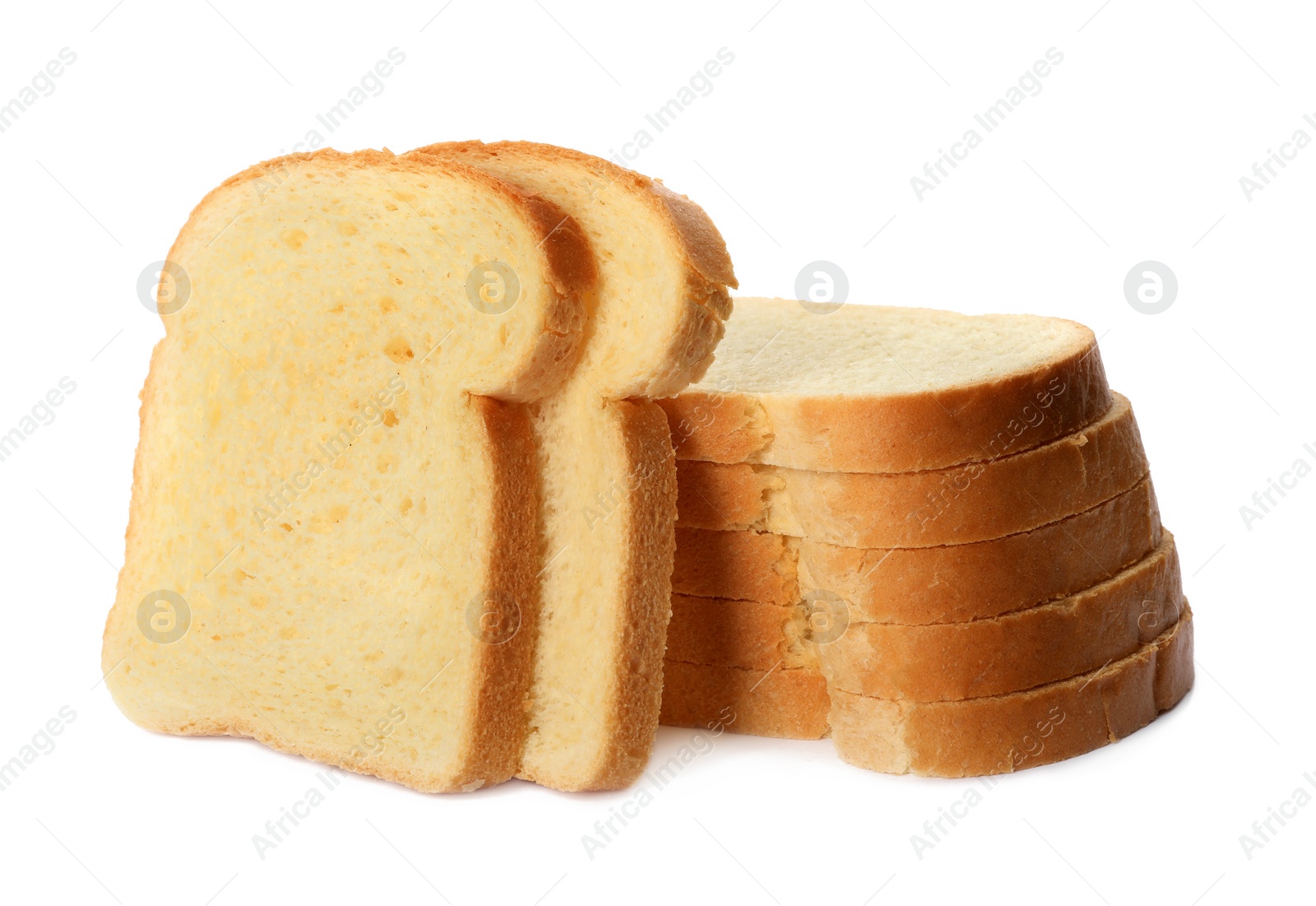 Photo of Slices of wheat bread isolated on white