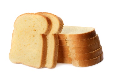 Photo of Slices of wheat bread isolated on white