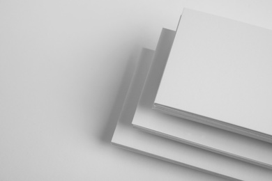 Photo of Blank business cards on white background. Mock up for design