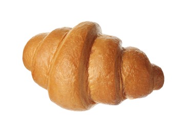 Photo of One delicious fresh croissant isolated on white