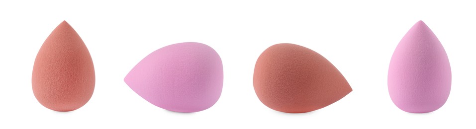 Set of different make-up sponges isolated on white