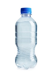 Bottle of drinking water on white background