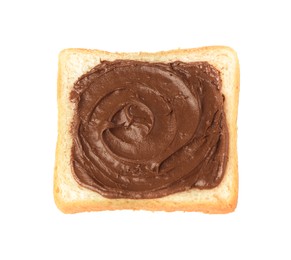 Tasty toast with chocolate paste isolated on white