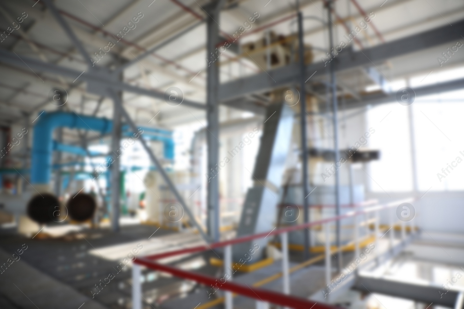 Photo of Blurred view of modern granary with different equipment