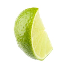 Slice of fresh green ripe lime isolated on white