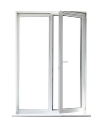 Image of Modern open plastic window on white background