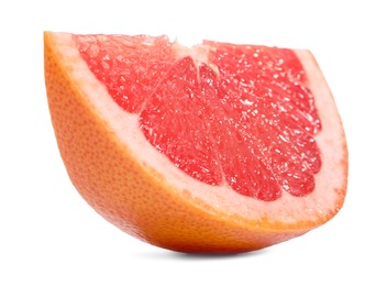 Cut ripe grapefruit isolated on white. Citrus fruit