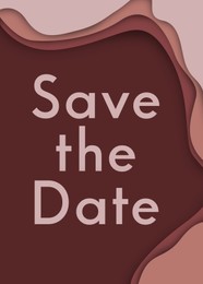 Illustration of Beautiful wedding invitation card with Save the Date phrase and layered art design on brown background