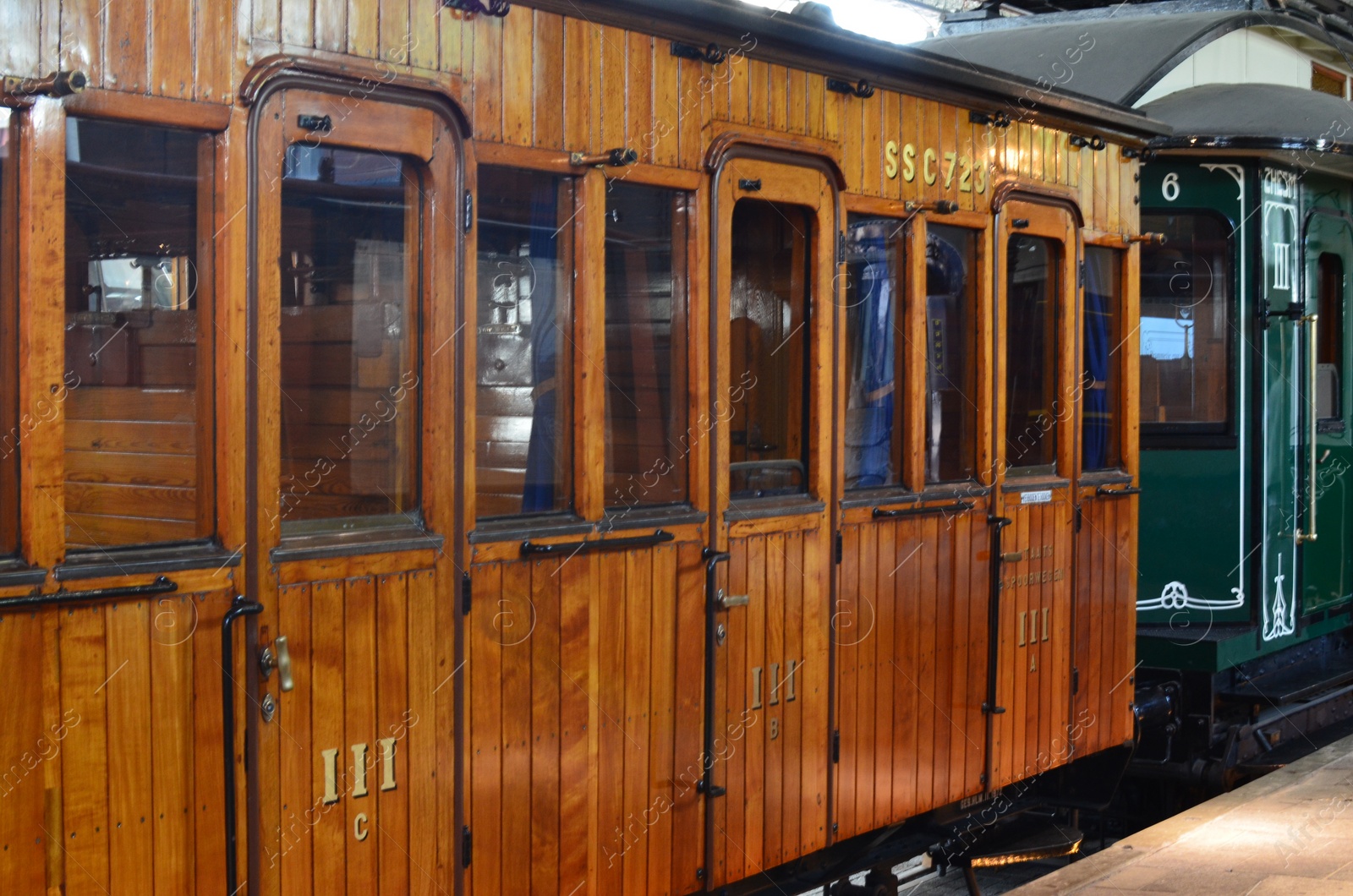 Photo of Utrecht, Netherlands - July 23, 2022: Old carriage on display in Spoorwegmuseum