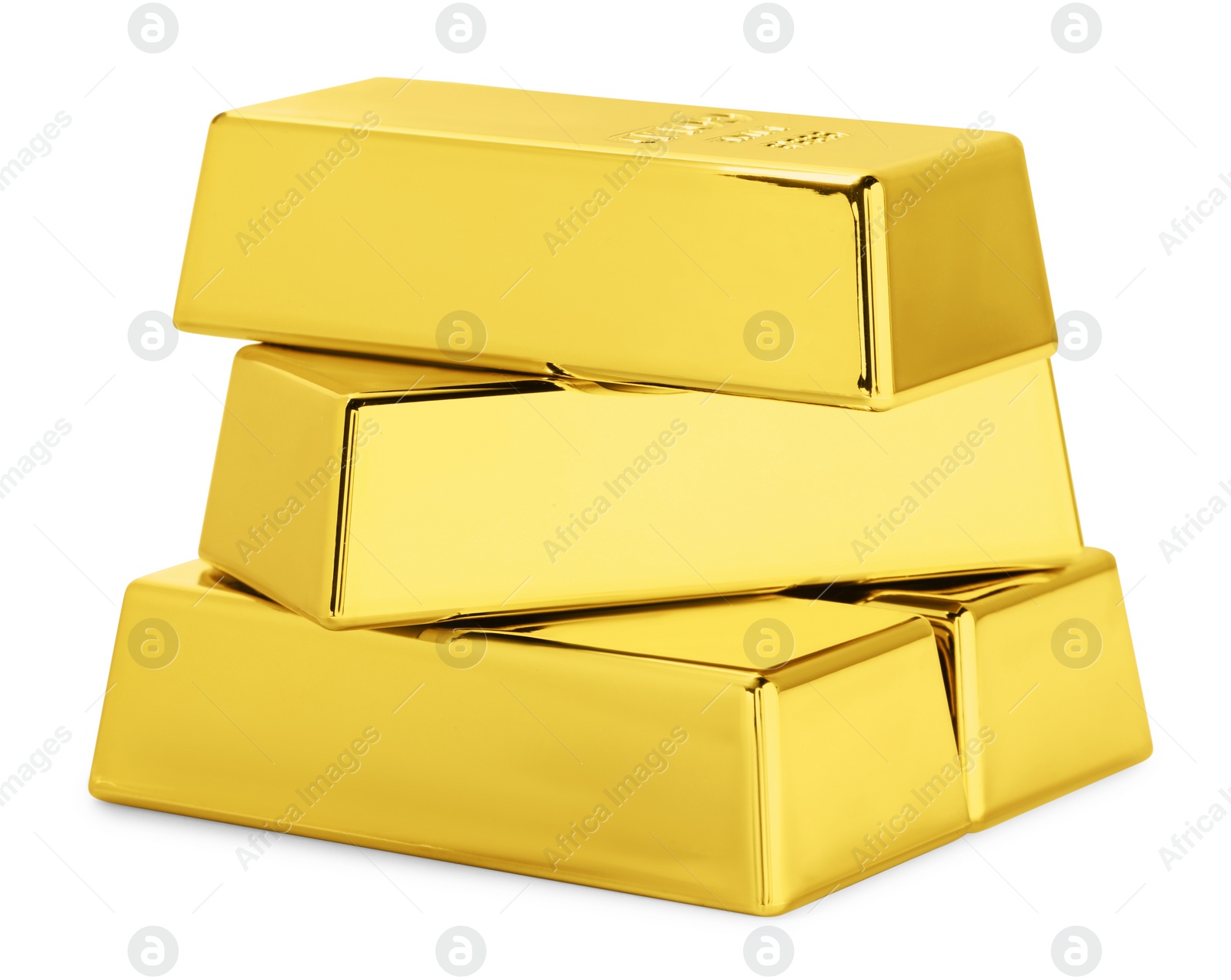 Photo of Stack of shiny gold bars isolated on white