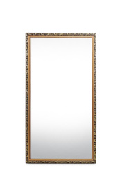 Vintage mirror with wooden frame isolated on white