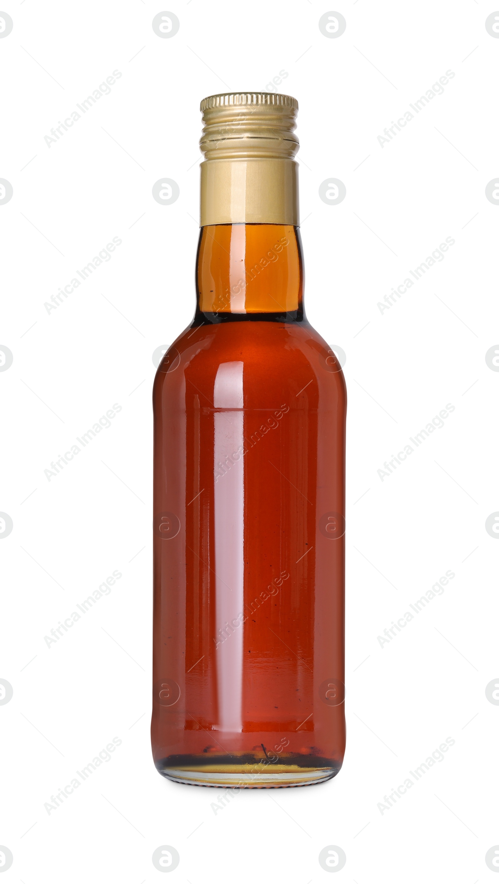 Photo of Bottle of delicious syrup for coffee isolated on white
