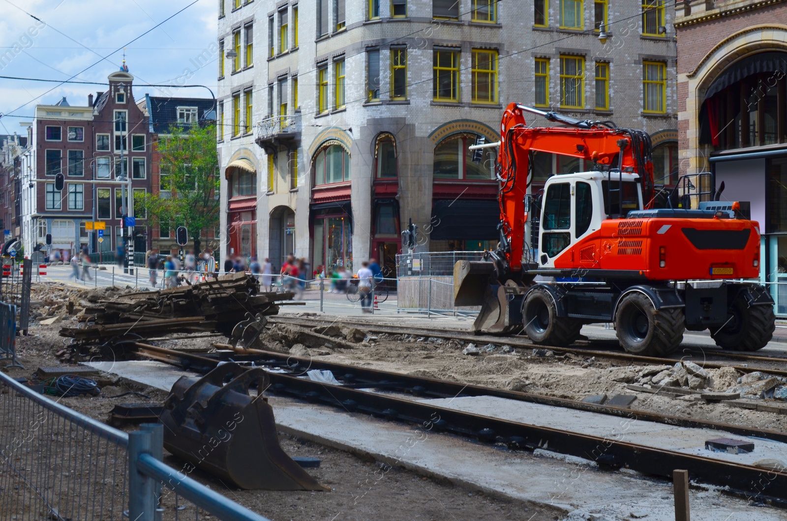 Photo of Road repair machine working on city street