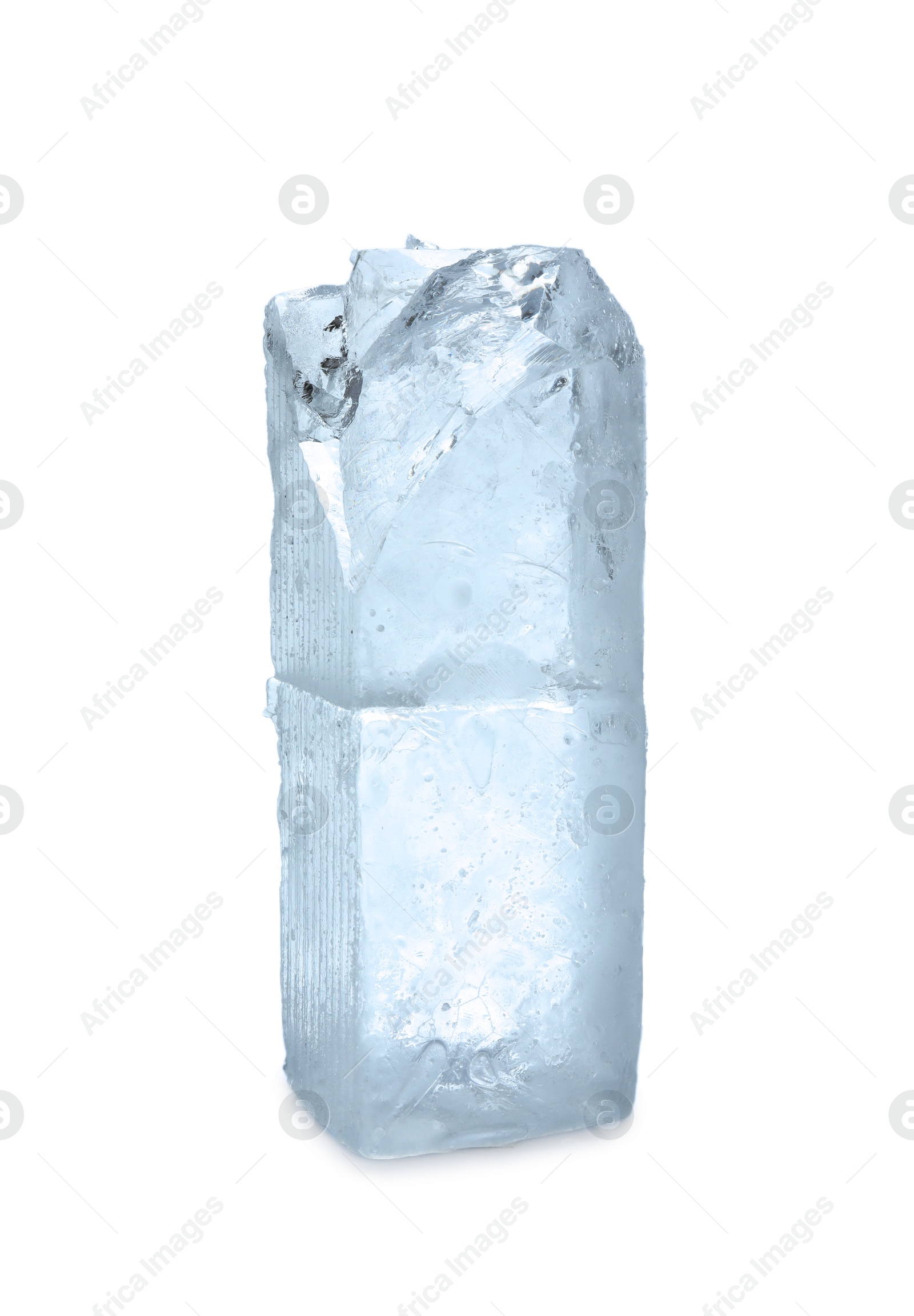 Photo of Two blocks of clear ice isolated on white