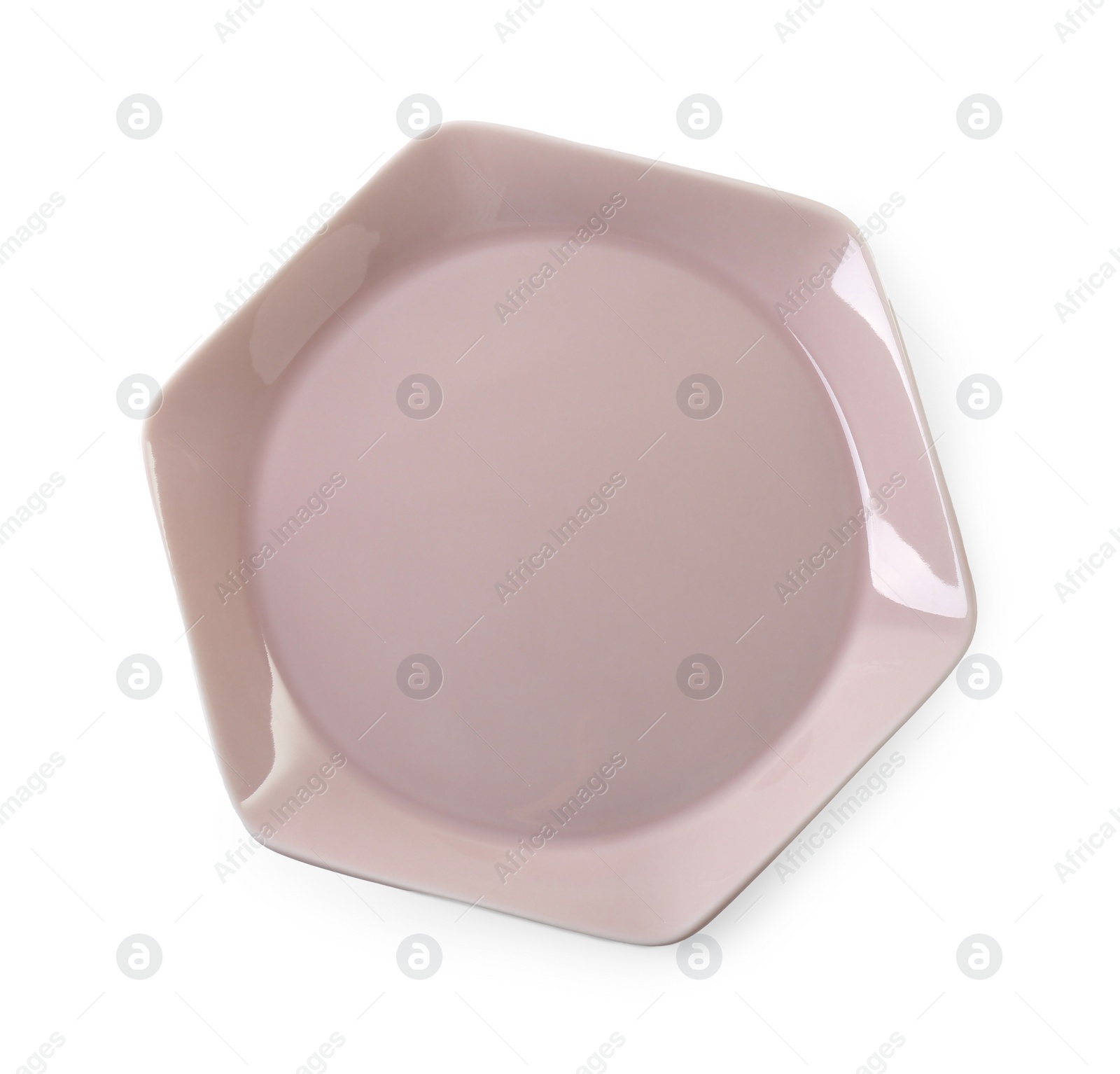 Photo of One clean ceramic plate isolated on white, top view