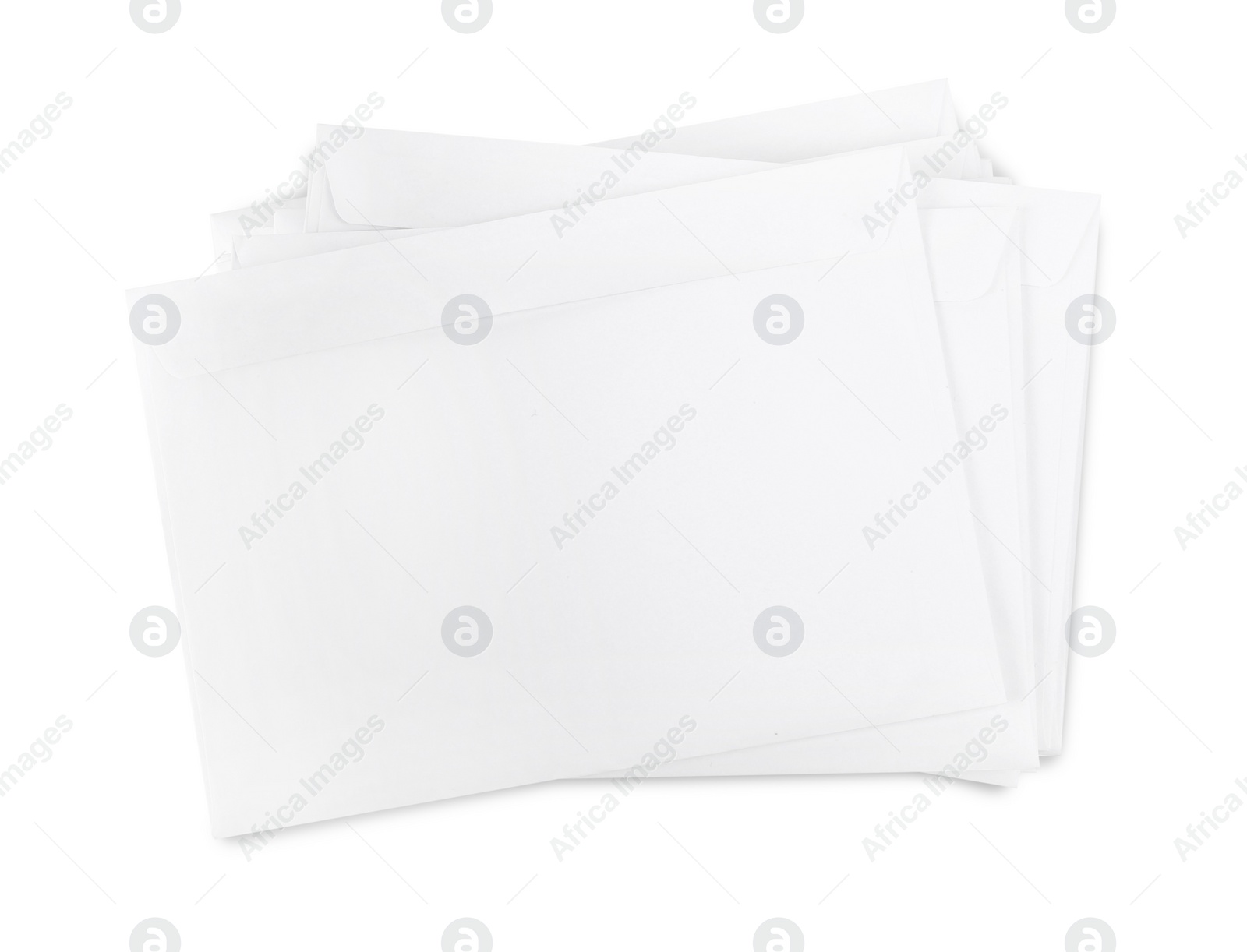 Photo of Stack of letters on white background, top view