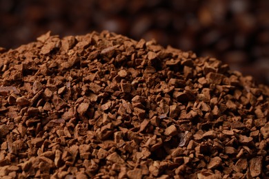 Photo of Pile of dry instant coffee, closeup view