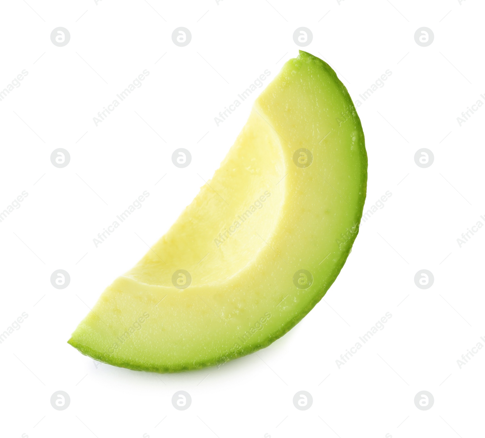 Photo of Slice of ripe avocado isolated on white