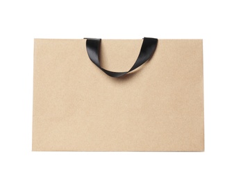 Paper shopping bag isolated on white. Mock up for design