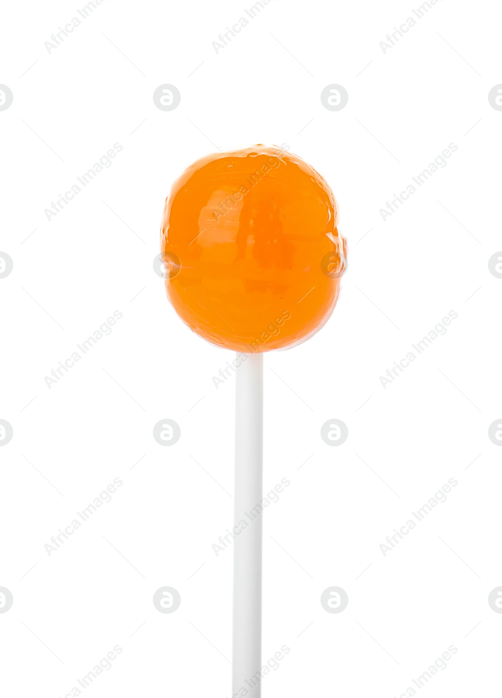 Photo of Tasty colorful fruit flavored candy on white background
