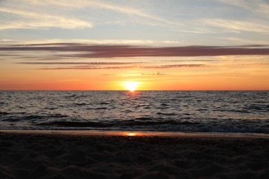 Picturesque view of sea at sunset. Tropical beach