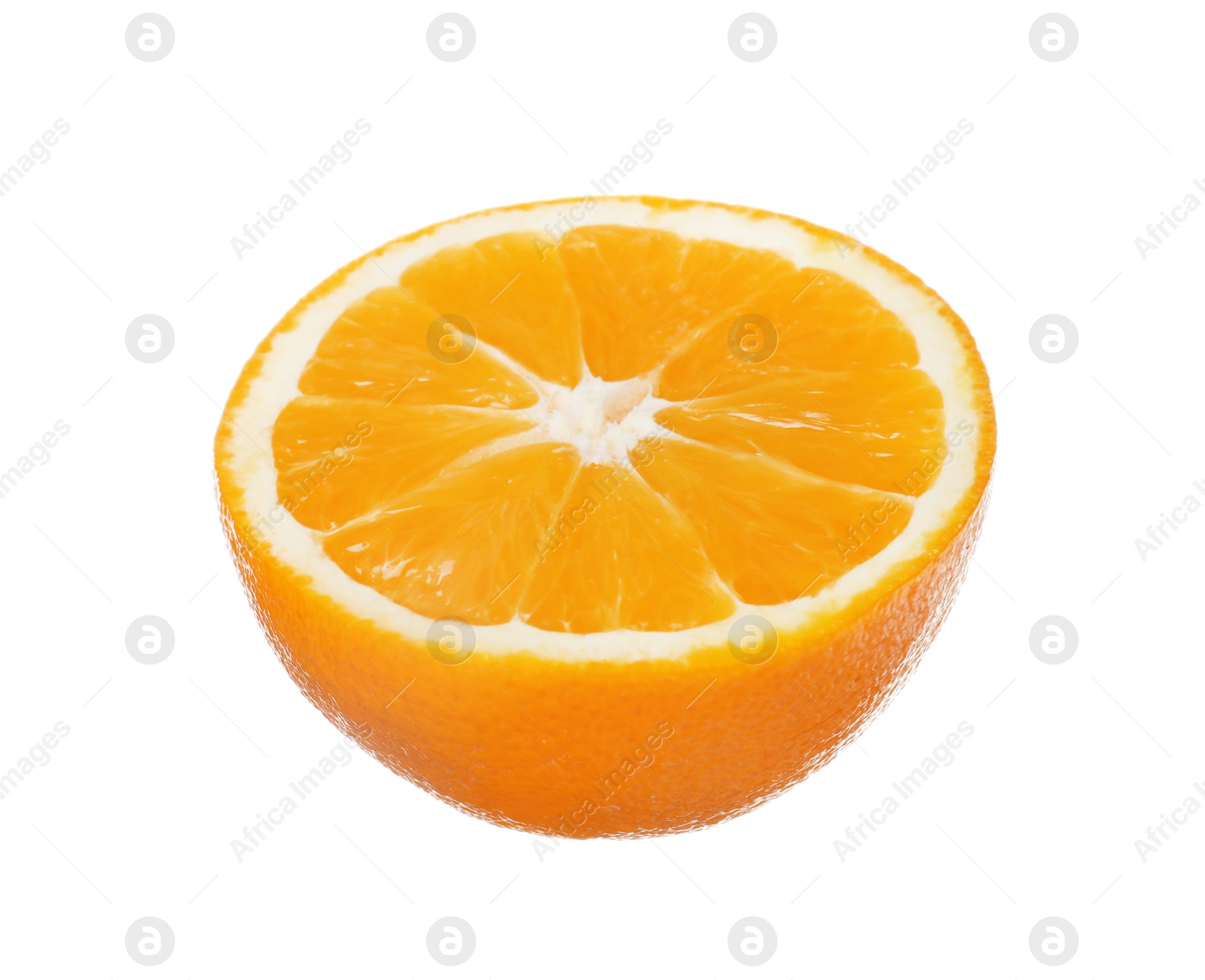 Photo of Half of ripe orange isolated on white