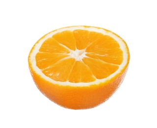 Half of ripe orange isolated on white