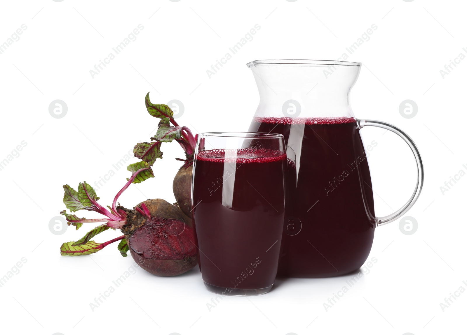 Photo of Freshly made beet juice isolated on white