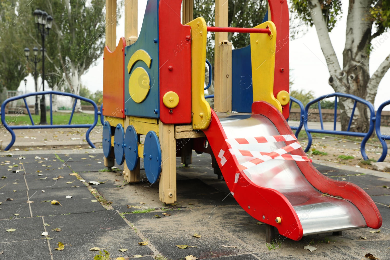 Photo of View of playground closed during COVID-19 quarantine