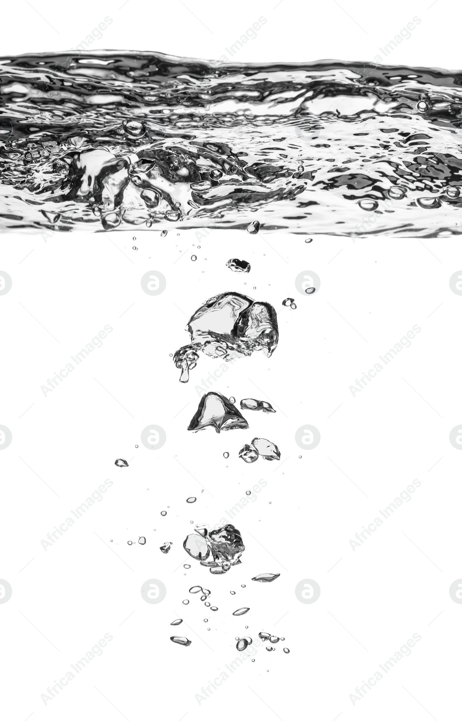 Photo of Air bubbles in water on white background