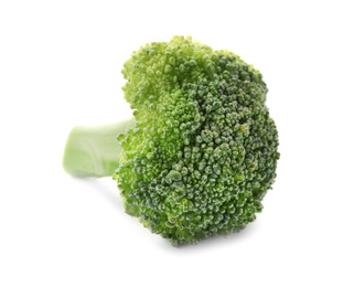 Photo of Fresh green broccoli on white background. Organic food