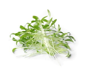 Photo of Pile of fresh microgreen isolated on white