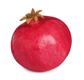 Ripe pomegranate isolated on white. Delicious fruit