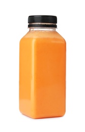 Bottle with delicious detox smoothie on white background