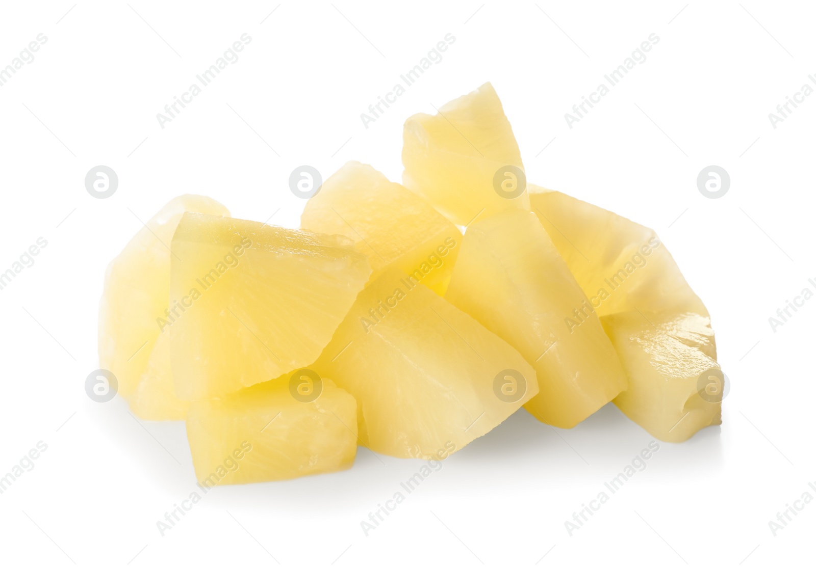 Photo of Pieces of canned pineapple isolated on white