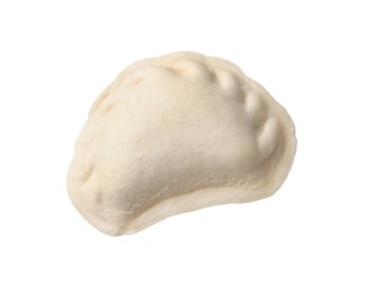 Photo of One raw dumpling (varenyk) isolated on white