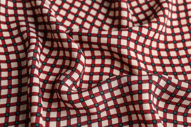 Photo of Texture of beautiful fabric with stylish pattern as background, closeup