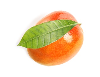 Photo of Delicious ripe mango on white background. Tropical fruit