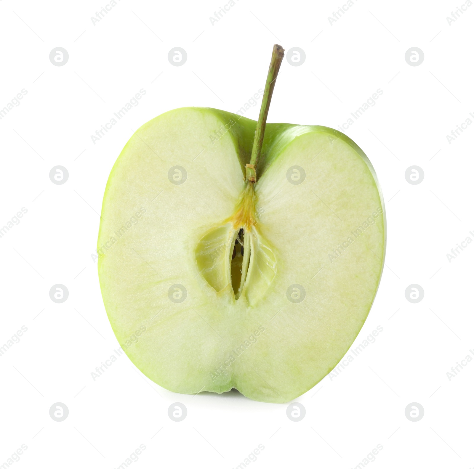 Photo of Half of fresh green apple isolated on white