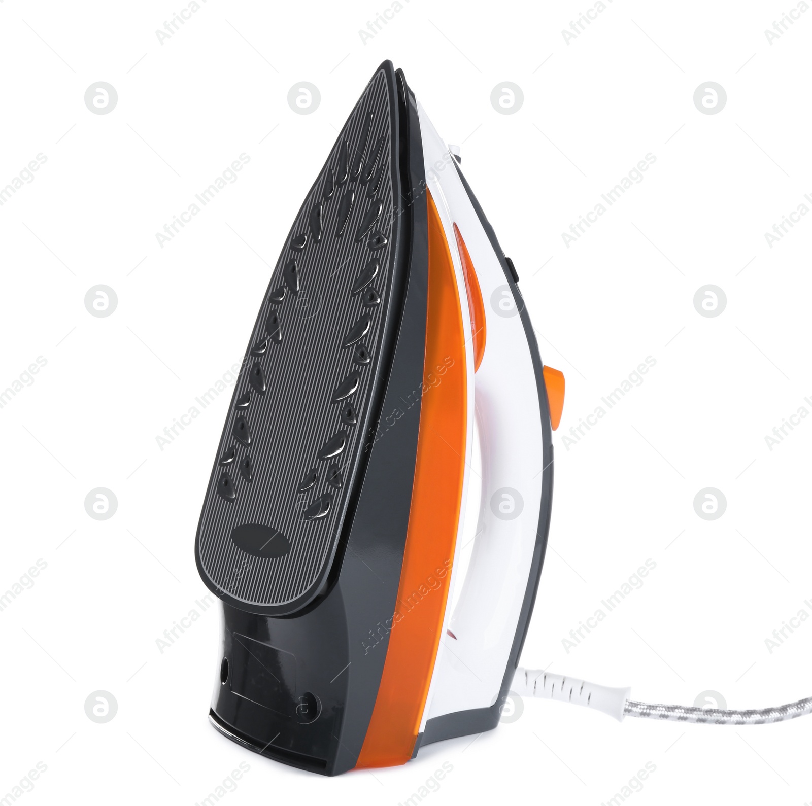 Photo of Modern electric iron on white background. Household appliance